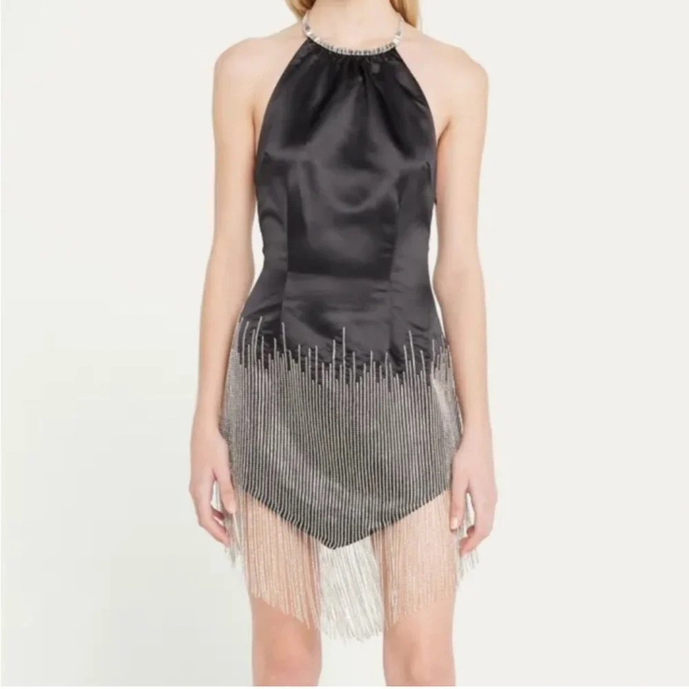 Retrofete Elegant Black and Silver Fringe Dress - Picture 4 of 16